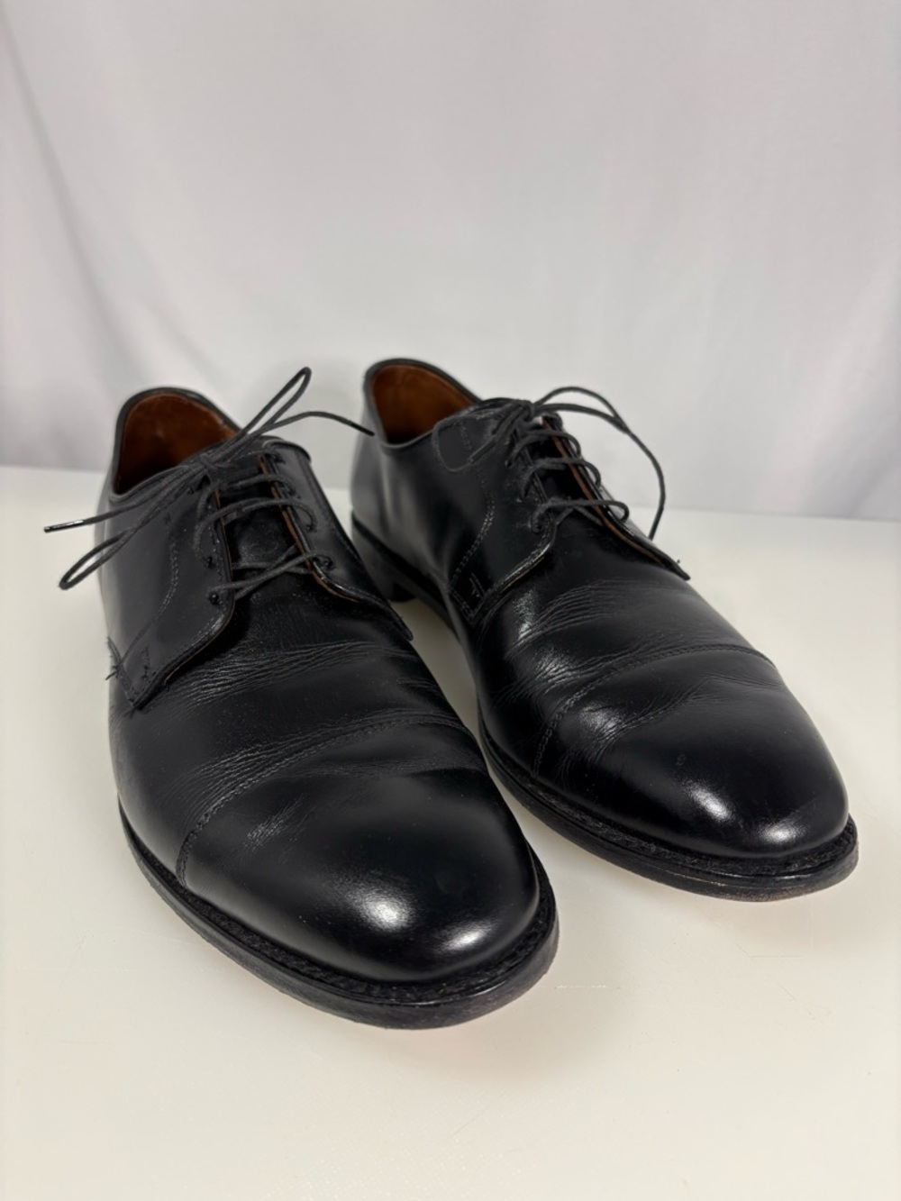 Allen Edmonds Black Leather Lexington Cap Toe Oxfords 11 D Made in USA EUC